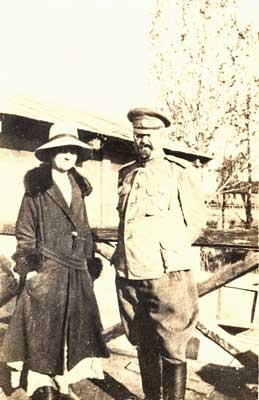 Bessie Beatty with
                Russian soldier
