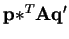 $ \mathbf{p*}^{T}\mathbf{A}\mathbf{q'}$