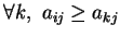 $ \forall k, a_{ij}\geq a_{kj}$