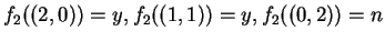 $f_2((2,0)) = y,f_2((1,1)) = y,f_2((0,2)) = n$