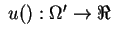 $\;u() : \Omega^\prime \rightarrow \Re$