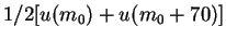 $1/2[u(m_0) + u(m_0 + 70)]$