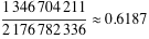 (1346704211)/(2176782336) approx 0.6187