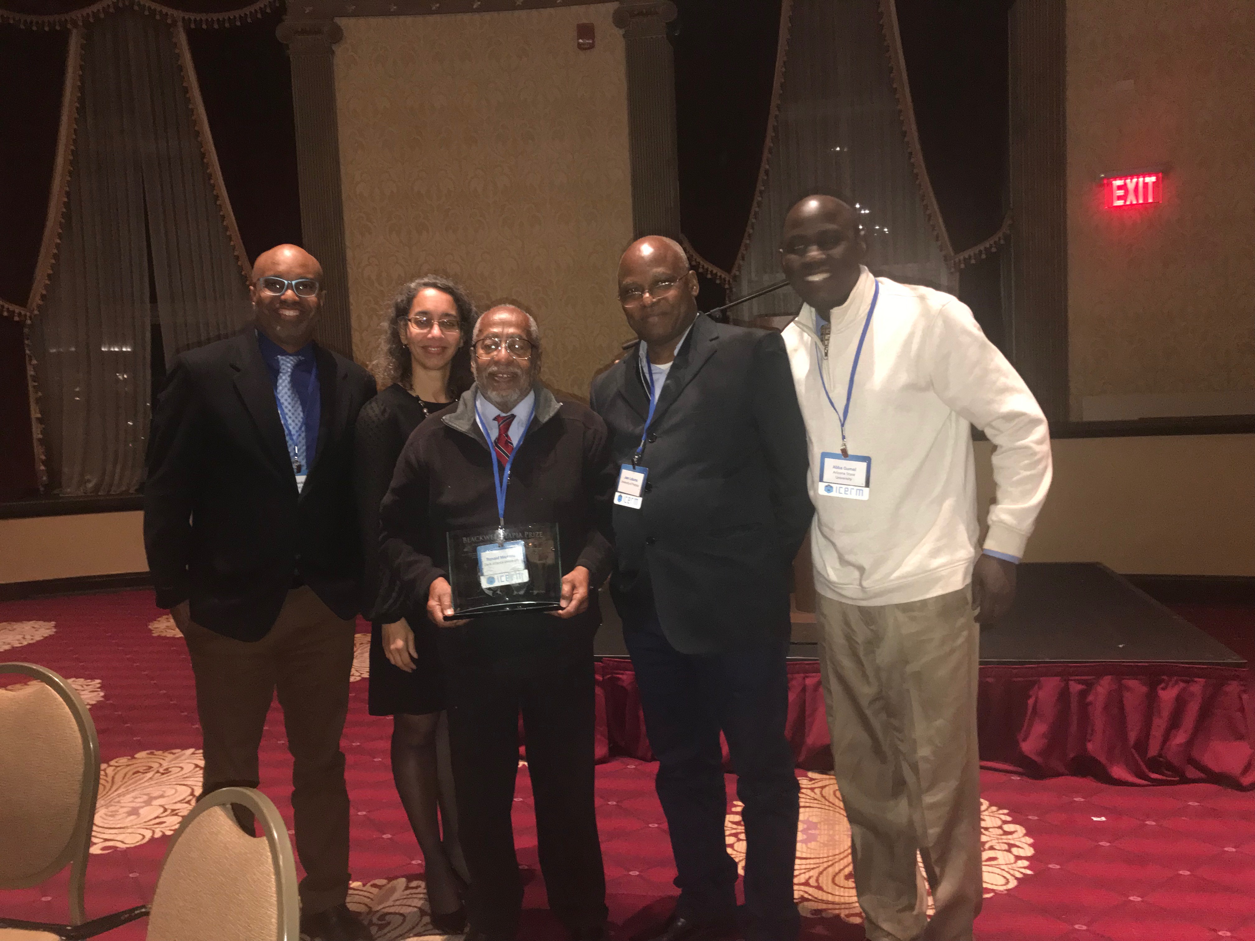 Mickens and friends at 2018 Blackwell-Tapia Prize ceremony